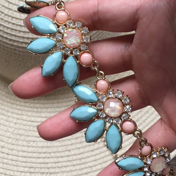 Light Pink and Blue Statement Necklace - Picture 2 of 5